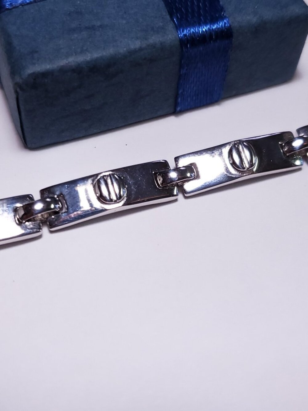 Estate 6 3/8" Screw Link Bar Design 5.7mm Sterling Silver 925 Lds Bracelet#24530